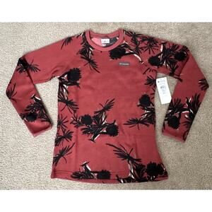 Columbia Fleece Pullover Women Medium Red Black Print Crewneck Sweatshirt NWT